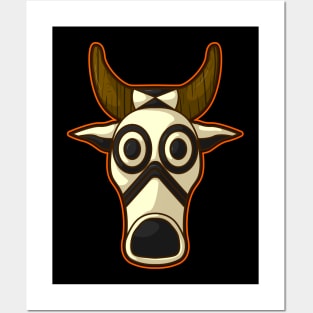 Ancient african aboriginal cow mask design Posters and Art